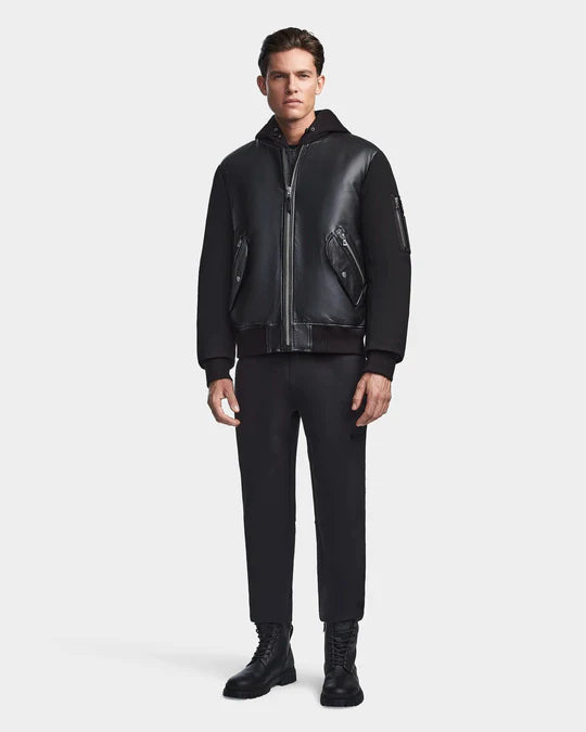 ROW MEN'S LEATHER & DOWN BOMBER